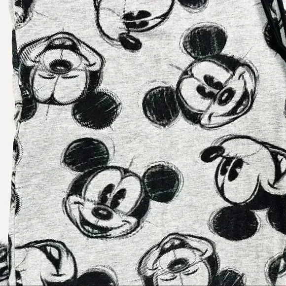 Disney Mickey Mouse Gray & Black Drawstring Cotton Blend Pants Size L - Picture 3 of 14